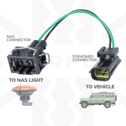 2x Wipac Stdanrd to NAS Light Adapter Looms for Land Rover Classic Defender