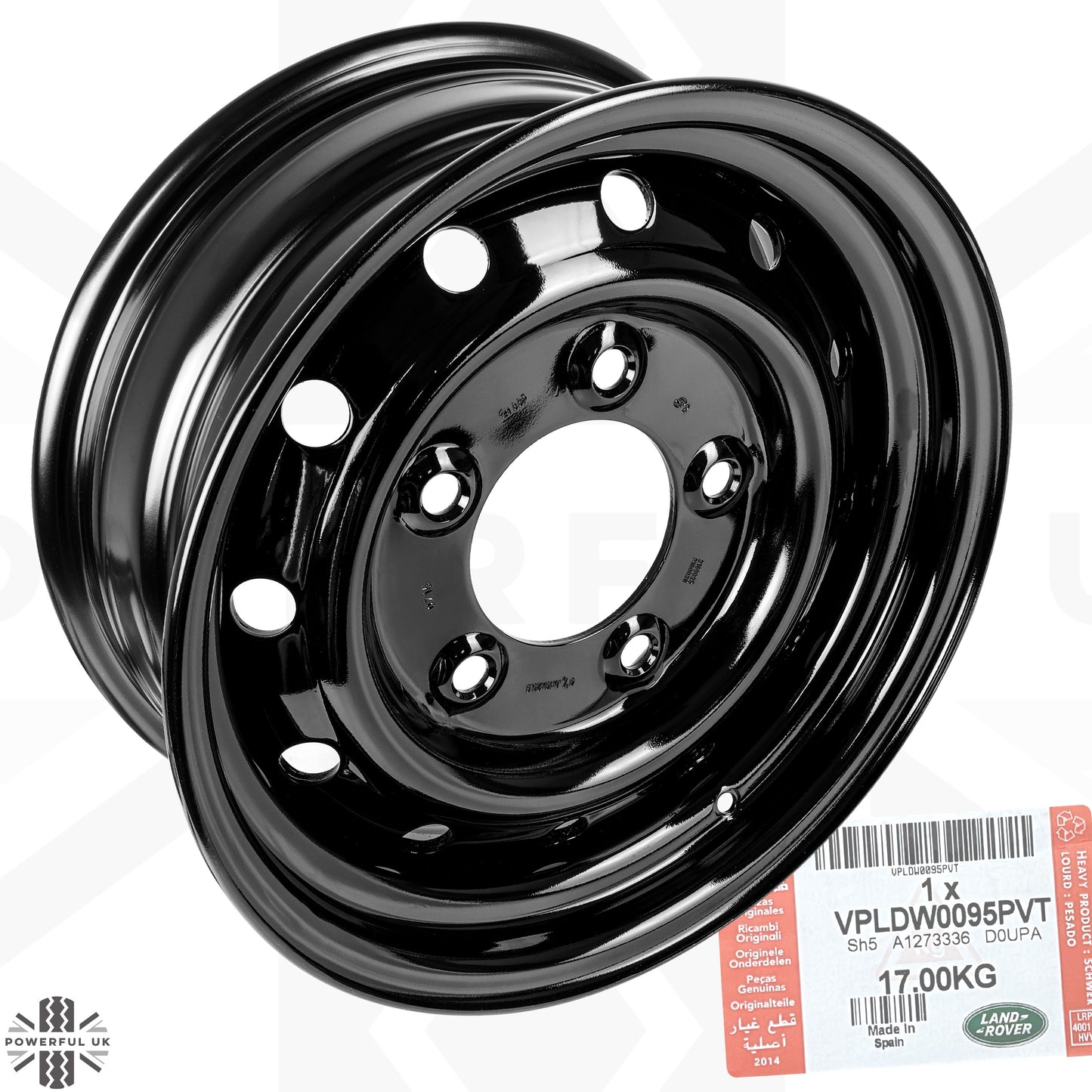 Genuine 16" Steel Wheel - Gloss Black - for Classic Land Rover Defender Heritage