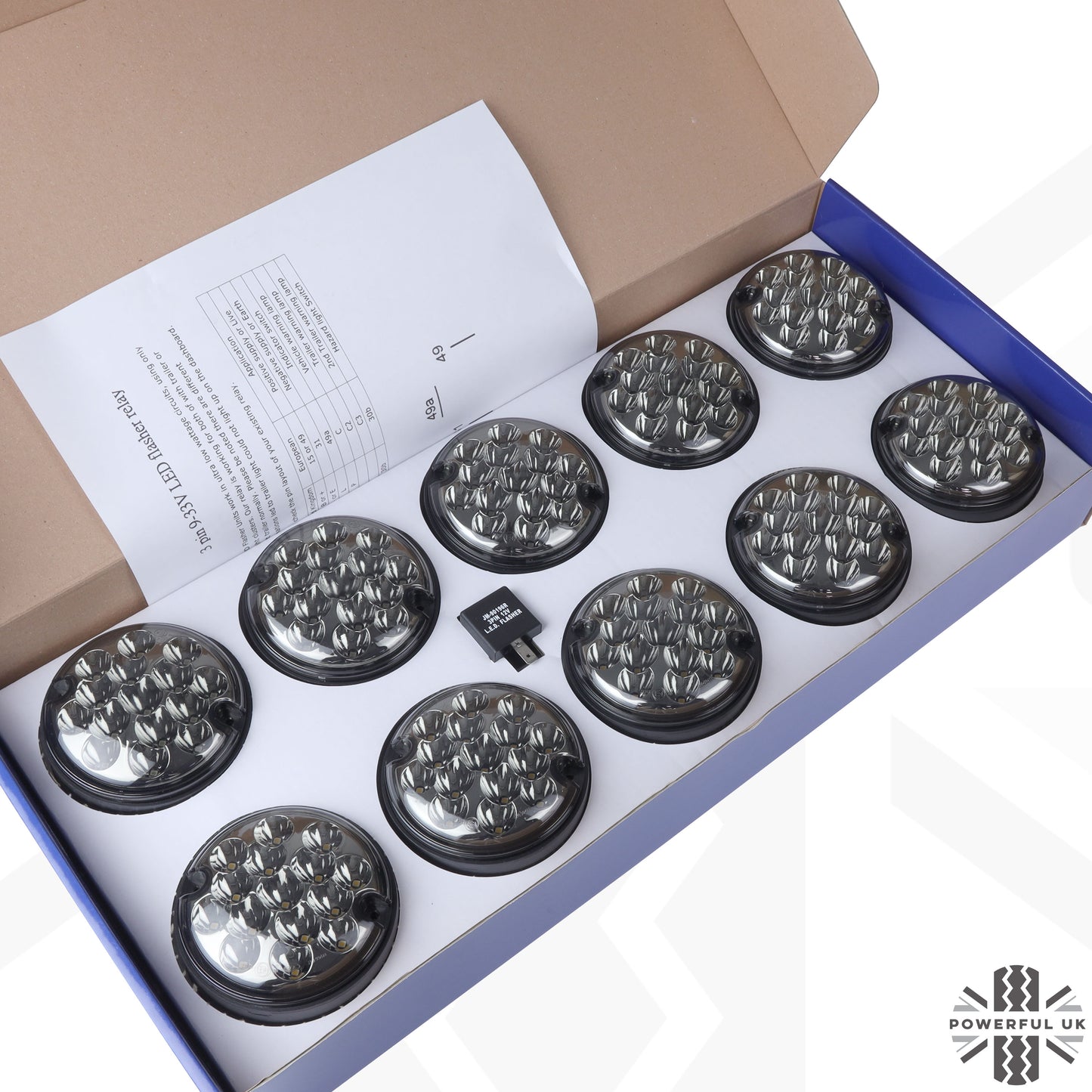 95mm 10pc NAS LED Light Kit for Land Rover Classic Defender - Smoked Lens