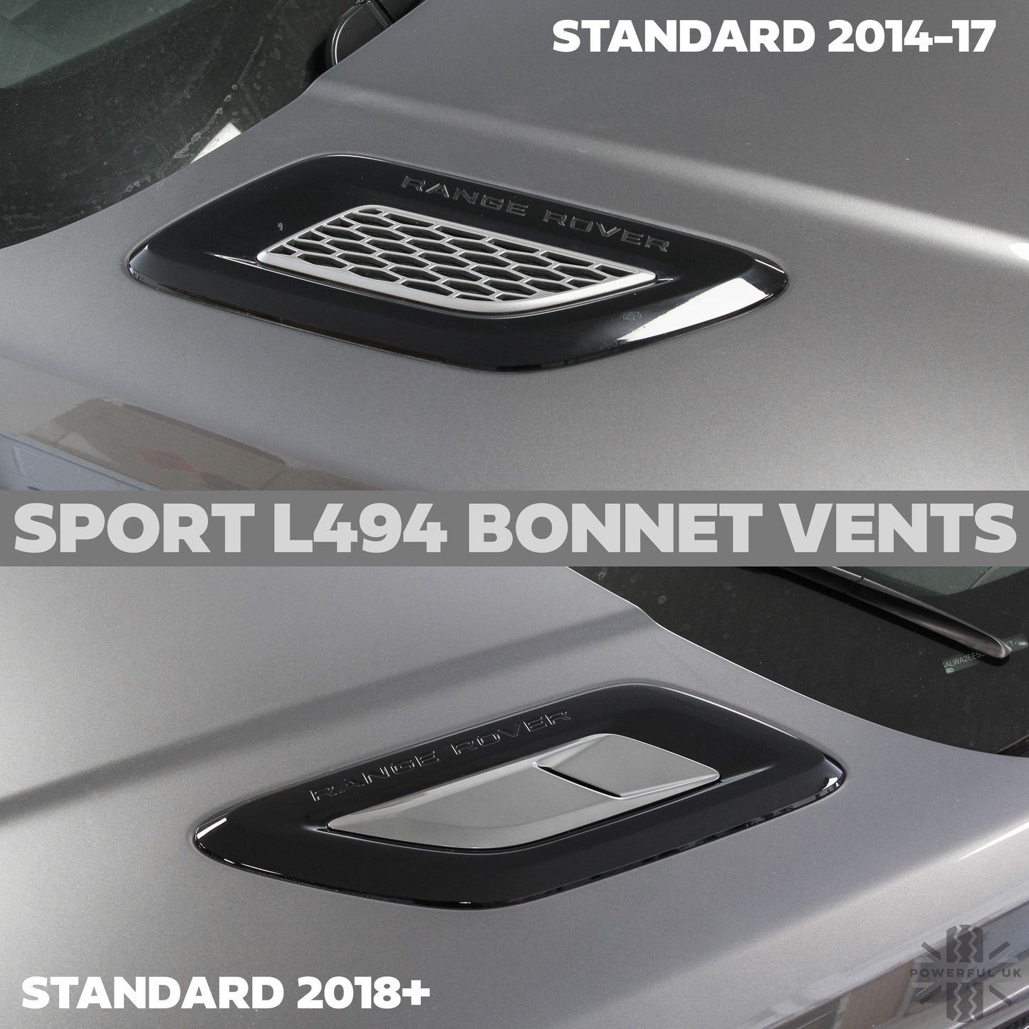 Bonnet Vent 'Double Louvre' Inserts for Range Rover Sport L494 - Gloss Black