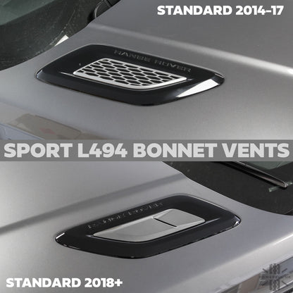 Bonnet Vent 'Double Louvre' Inserts for Range Rover Sport L494 - Gloss Black