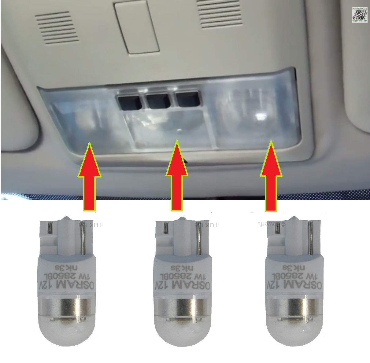 LED Interior Roof Console Light Upgrade Kit  - 3 pcs - White - for Range Rover Sport  L320