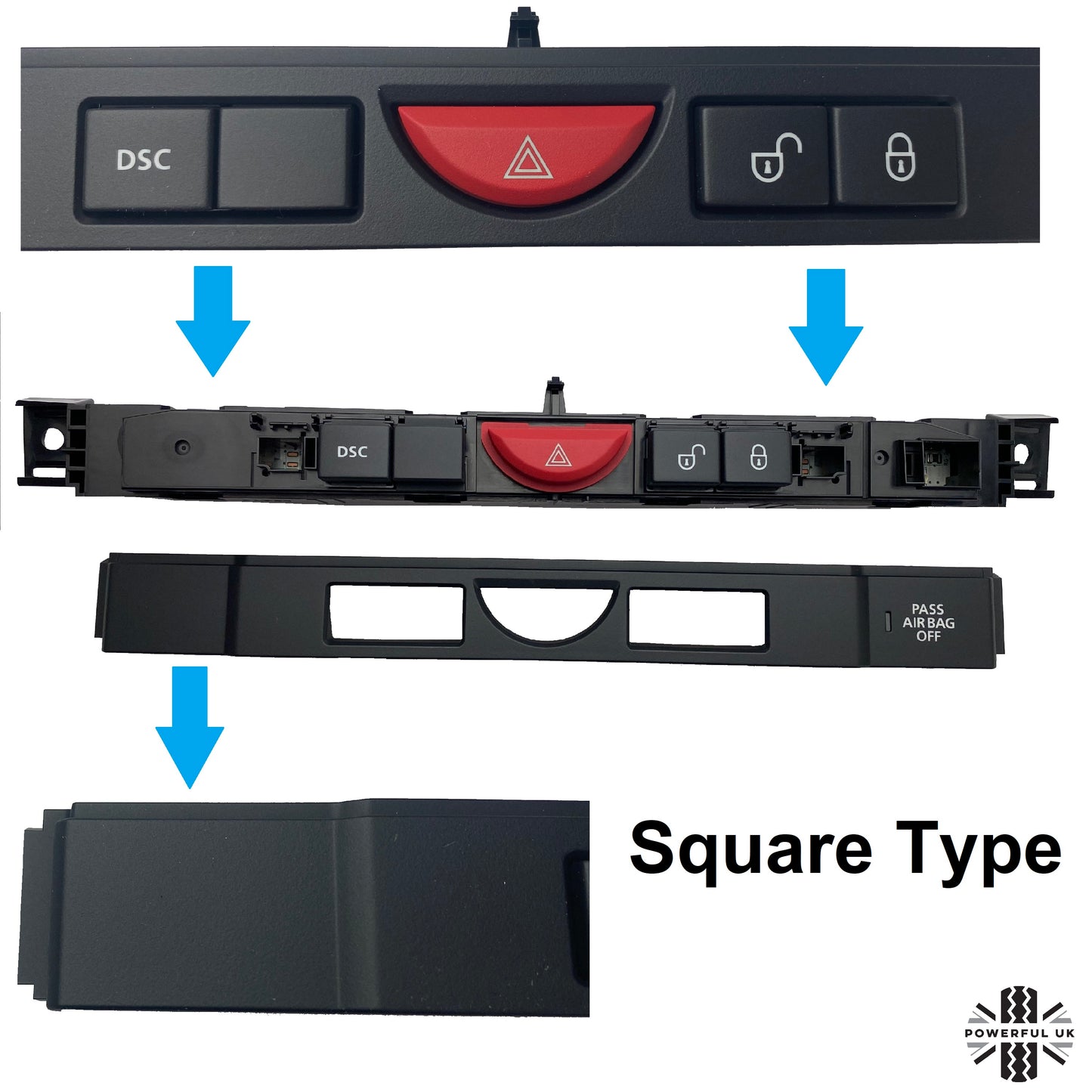 Genuine Hazard Warning Switch Panel for Land Rover Discovery 3
