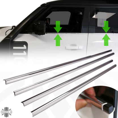 4pc Window Rubber Trim Set in Stainless Steel for Land Rover Defender L663 (110/130)