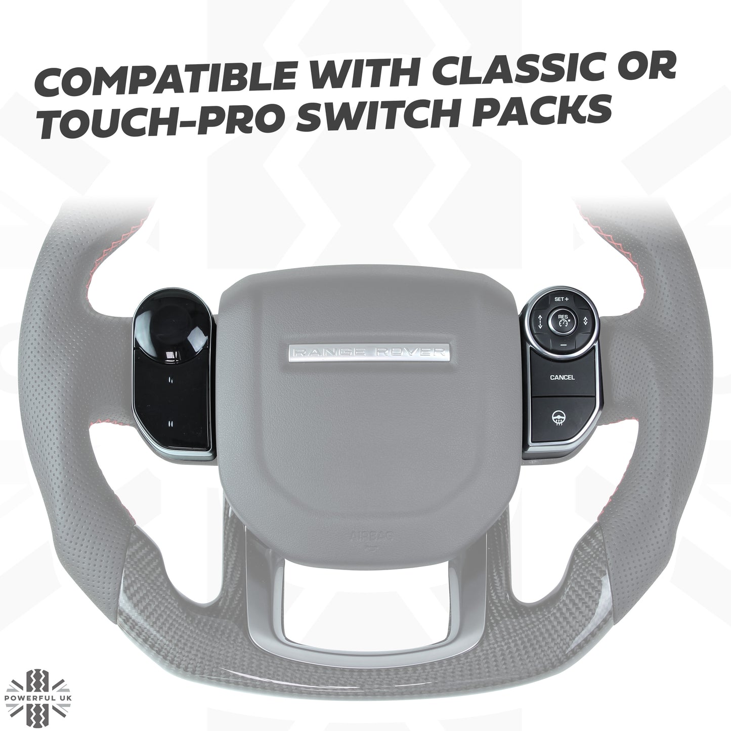 Range Rover Sport L494 SVR Steering Wheel - Heated - Carbon Insert - Sport Grip - Vintage Tan Perf Leather