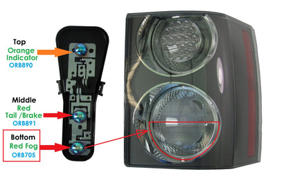 Rear Light FOG Lamp Diadem Bulbs - PAIR - for Range Rover L322 2006-09 Supercharged