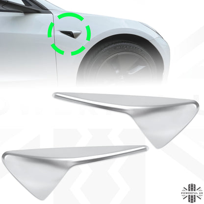 Side Repeater Camera Covers (2pc) in Silver for Tesla Model S,3,X,Y