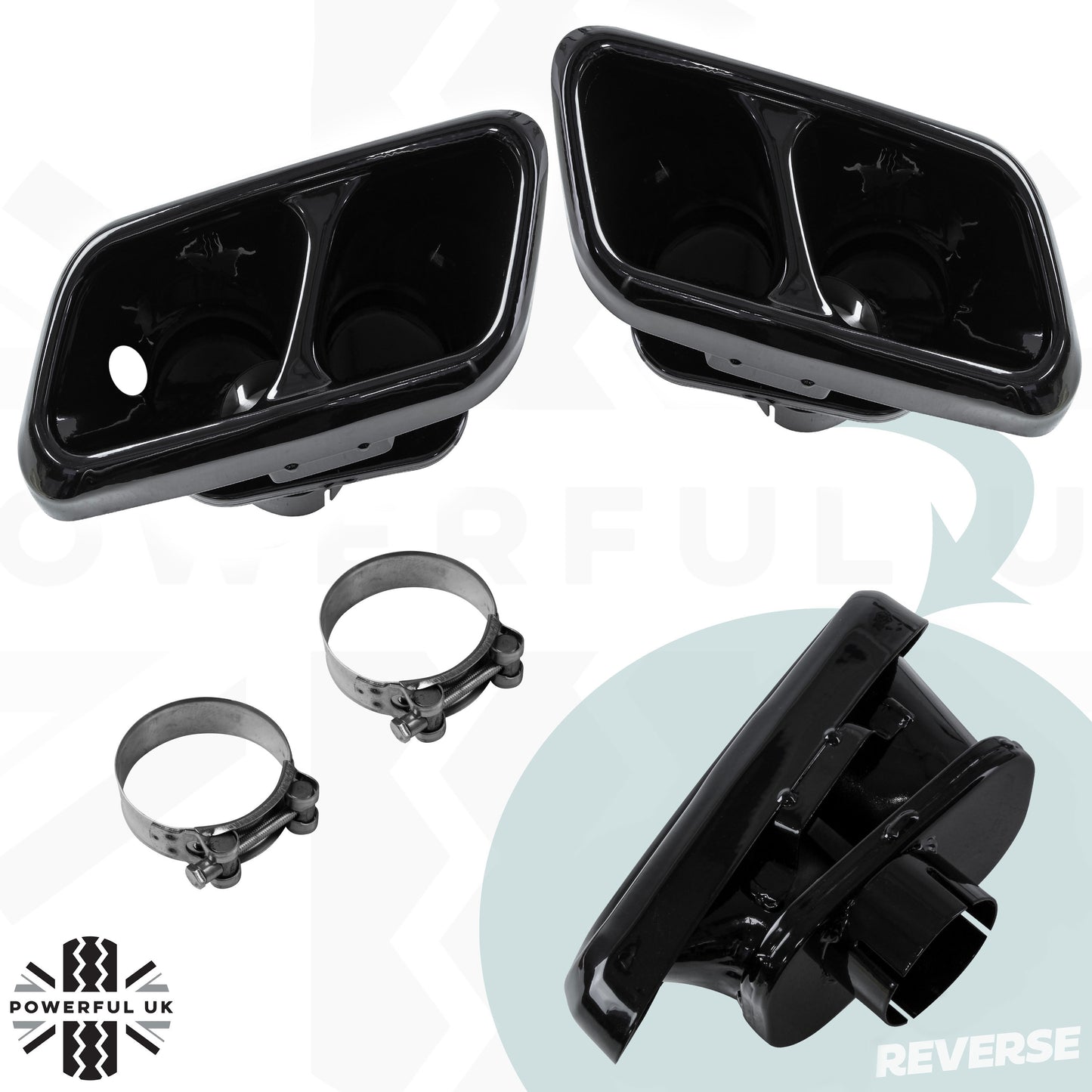 '2018 SVR' Style Exhaust Finishers for Range Rover Sport L494 2014-17 - Black