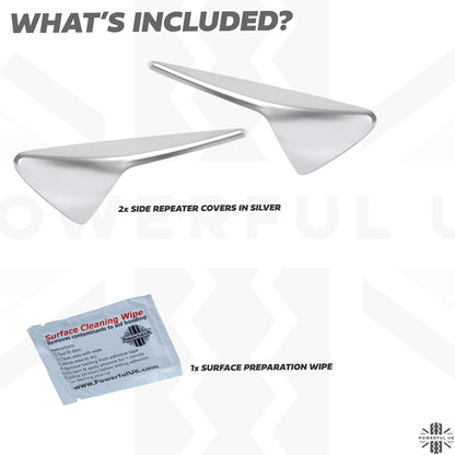 Side Repeater Camera Covers (2pc) in Silver for Tesla Model S,3,X,Y