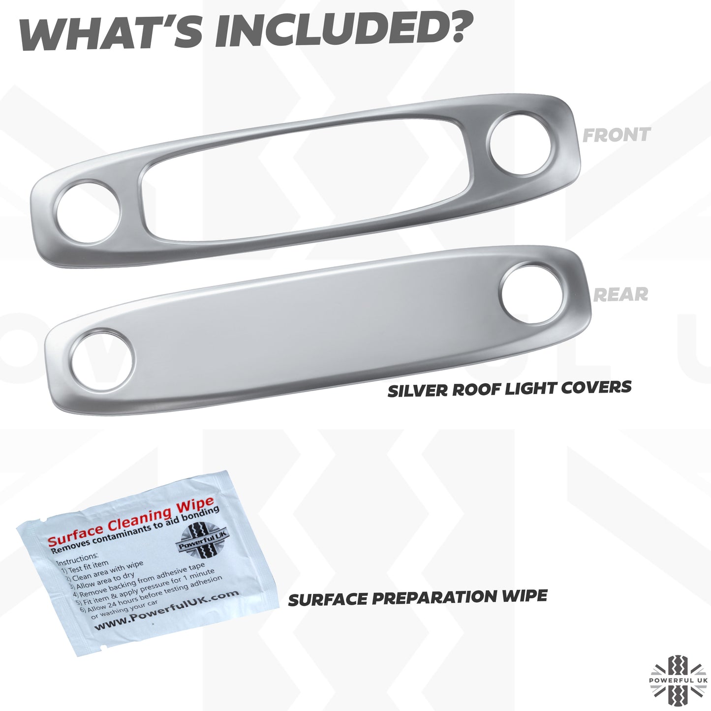 2x Roof Light Covers in Silver for Tesla Model 3