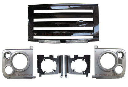 Front Grille Kit - Black & Silver - for Land Rover Defender SVX