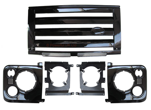 Front Grille Kit - Gloss Black - for Land Rover Defender SVX