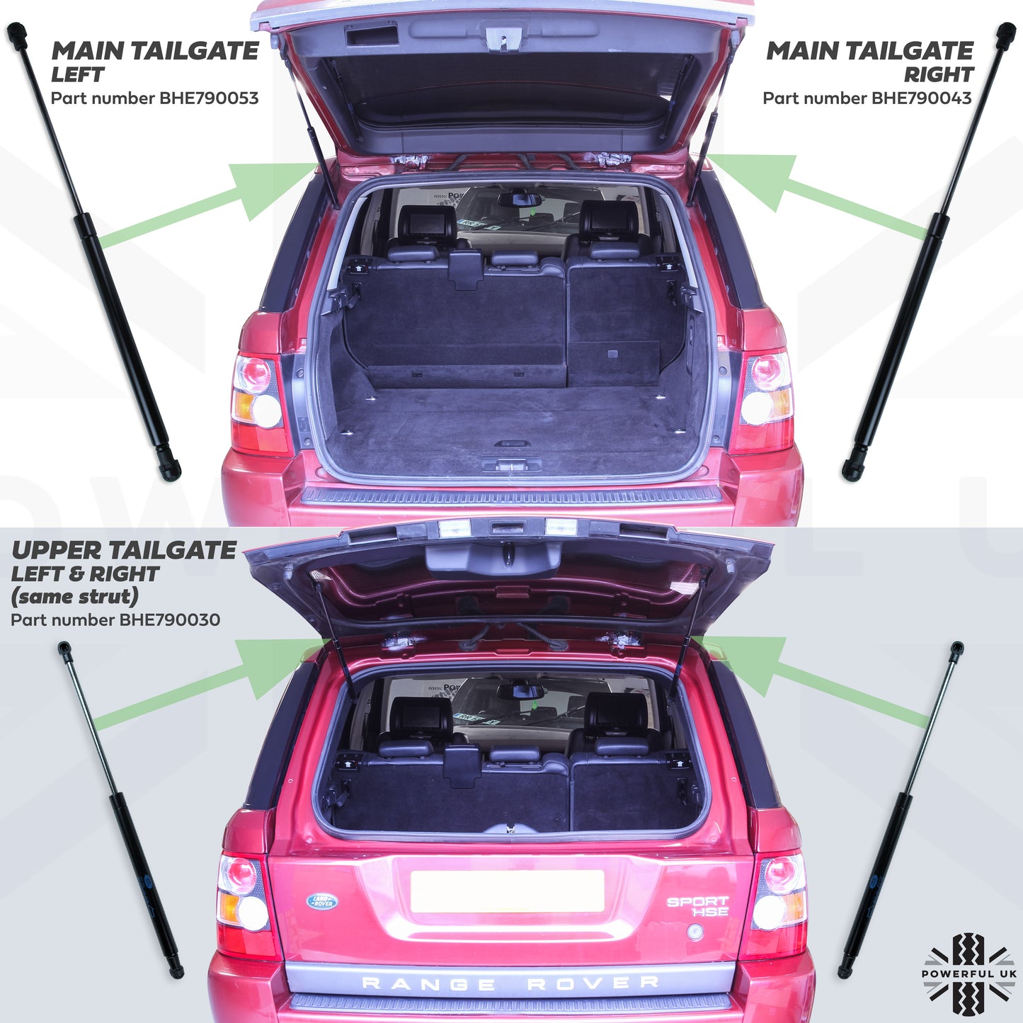 Tailgate Gas Strut 4pc Kit for Range Rover Sport L320 2005-11 - Aftermaket