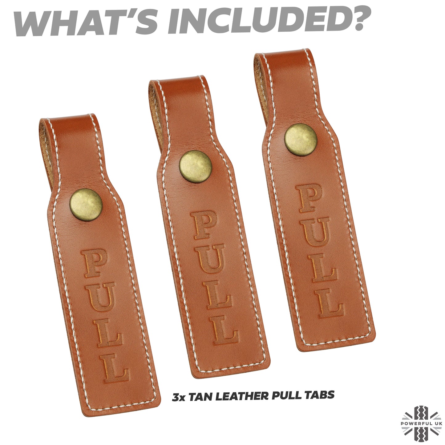 3x PULL Tabs for Land Rover Defender L663 - Tan Brown