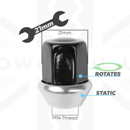 5x Black Alloy Wheel Nuts for Range Rover Velar