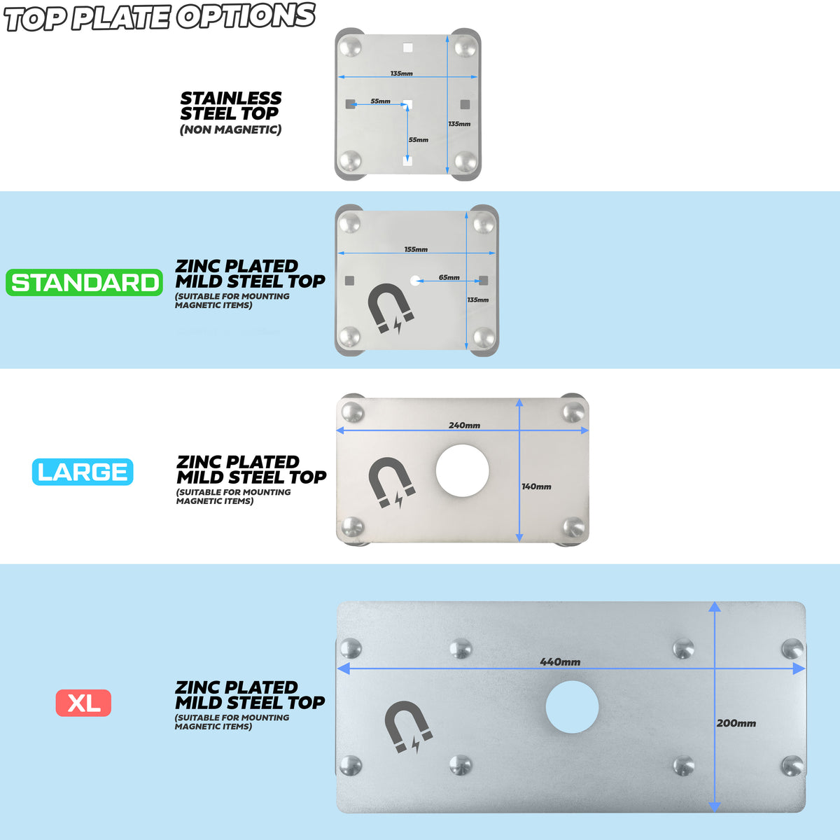 Roof Rack Mount Kit for the Thule Cross Bars - Kit A - XL Zinc Plated Steel