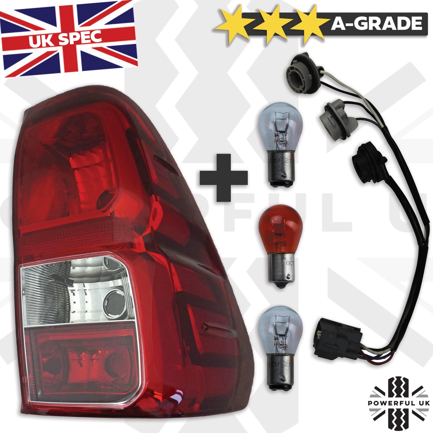 Rear Light inc Loom+Bulbs - RH (UK spec) for Toyota Hilux Mk8 Revo (2016 on)