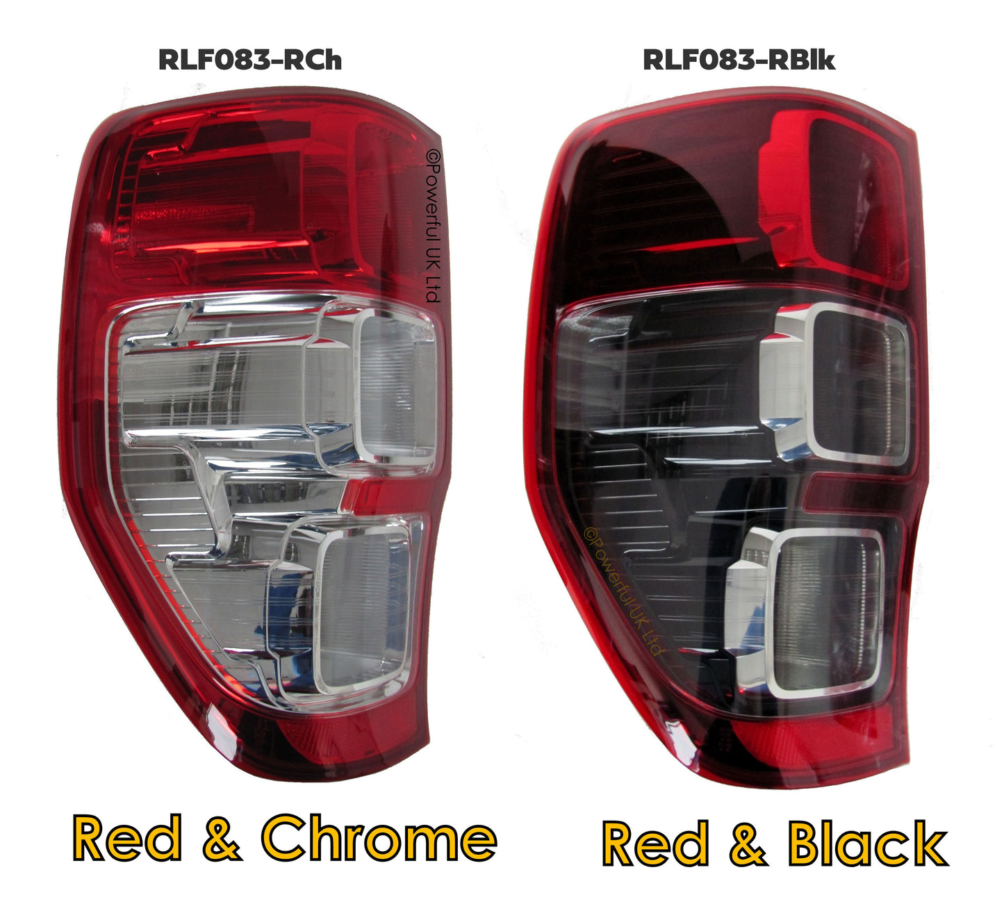 Rear Light 2012 on Red/Chrome - LHD Spec - RH (value range) for Ford Ranger