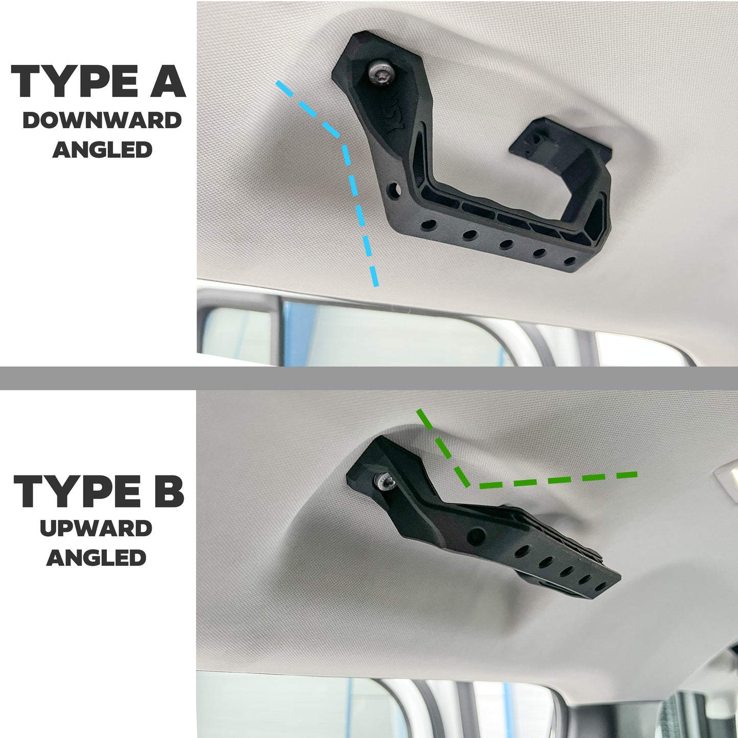 2x Roof Grab Handles for Land Rover Defender L663 - for REAR handles - Upward Angled