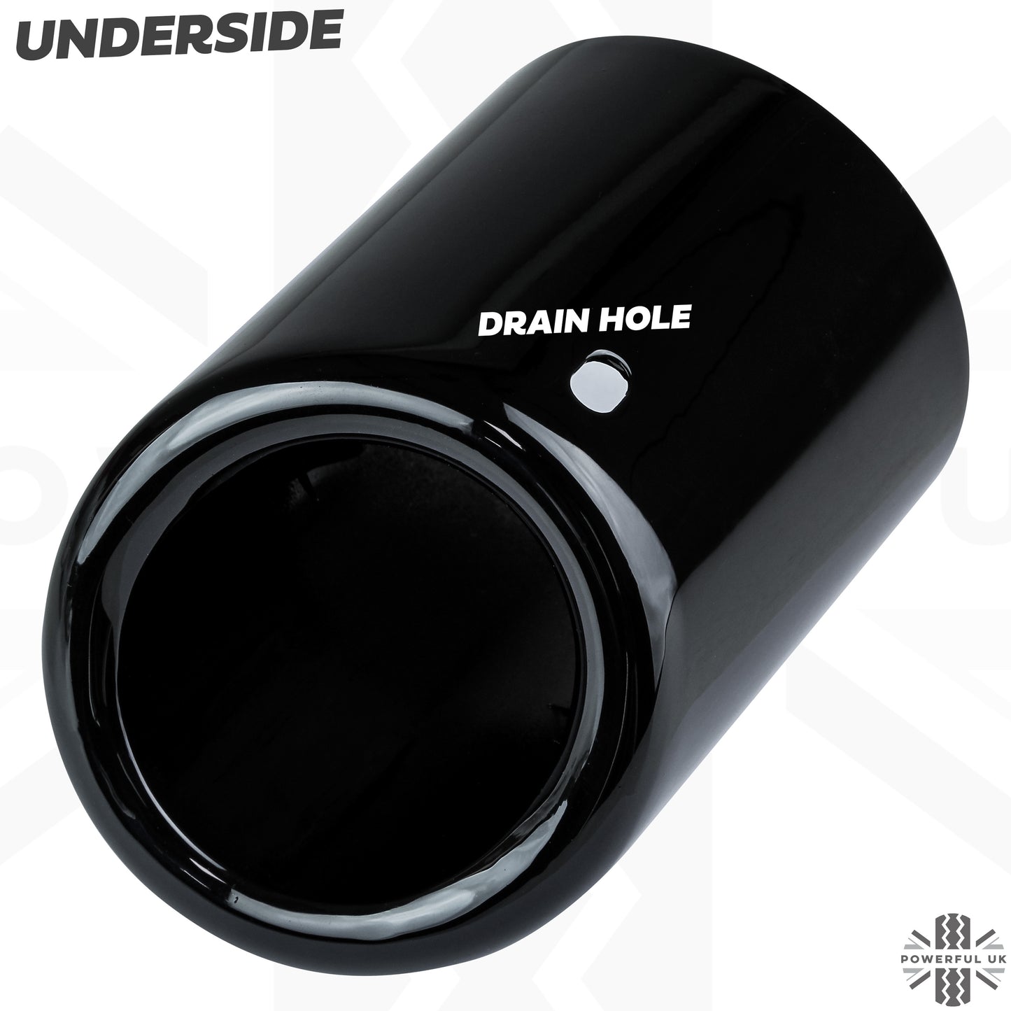 Round Exhaust Tips - PAIR for Land Rover Discovery Sport - Gloss Black