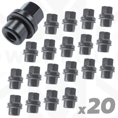Black Alloy Wheel Nuts 20pc kit for Land Rover Discovery 1 - Alloy wheel type