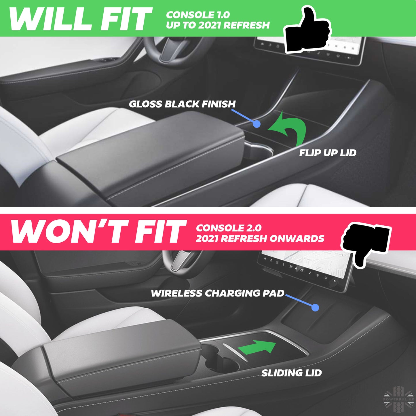 Centre Console Storage Tray/Cup Holder for Tesla 'Model 3' 2017-20