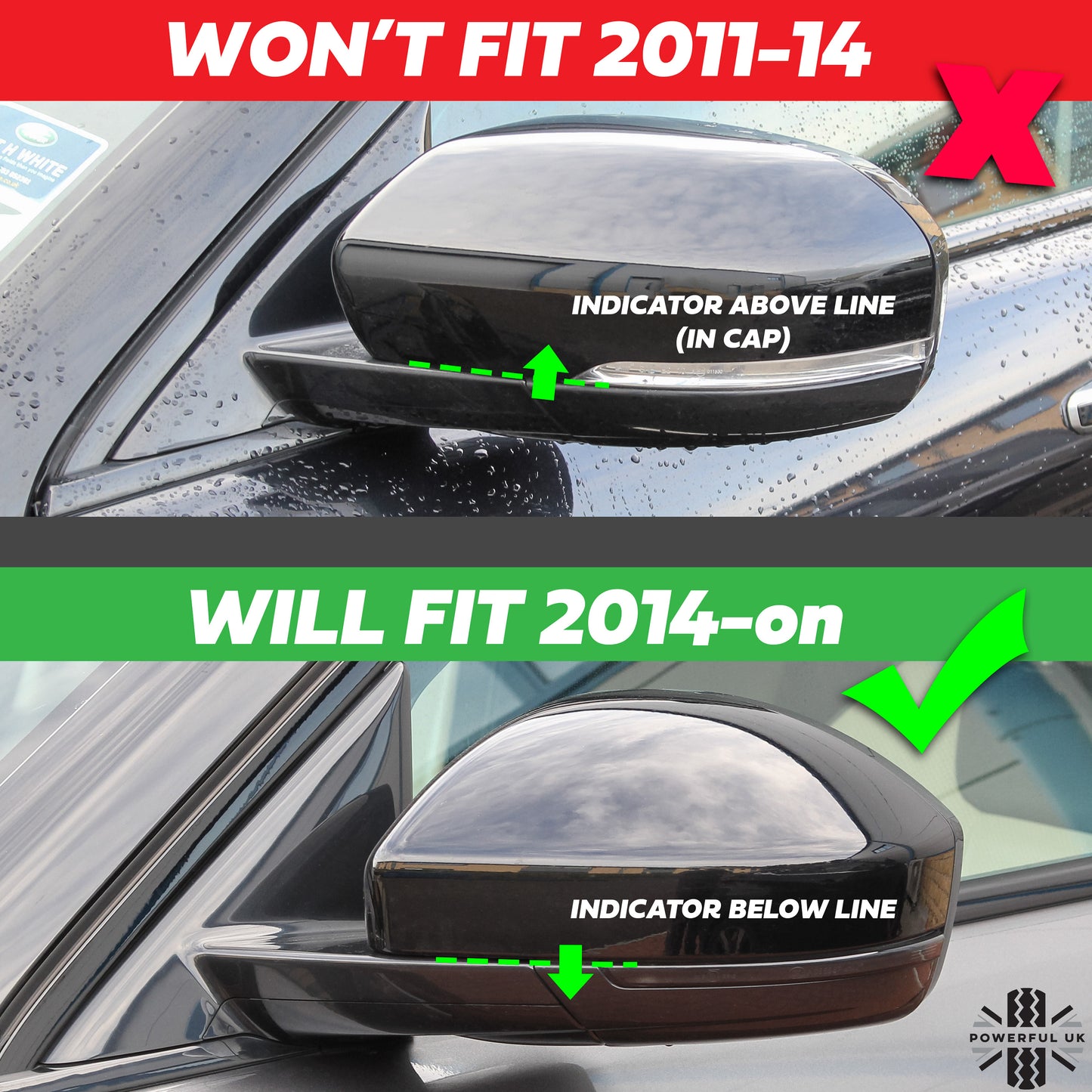 Mirror covers for Range Rover Evoque 2014+ - Gloss Black
