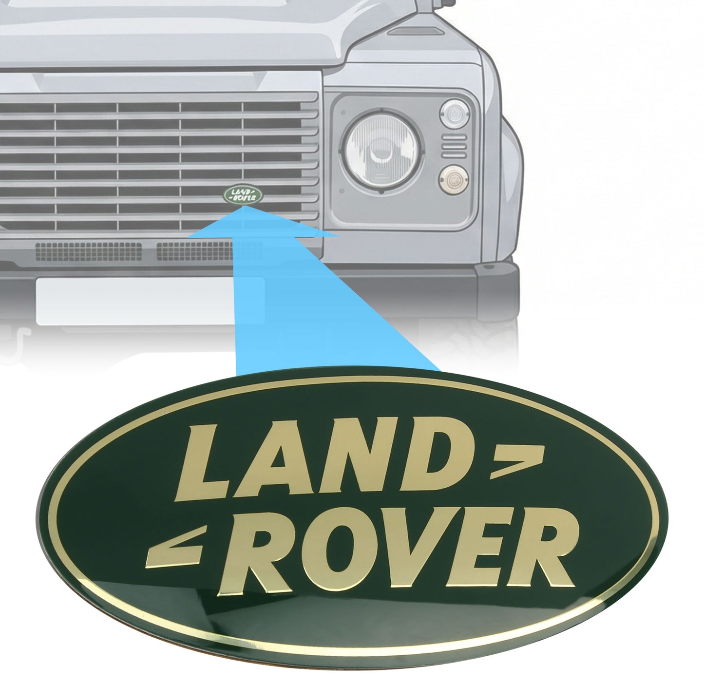 Genuine Front Grille Badge - Green & Gold - for Land Rover Defender