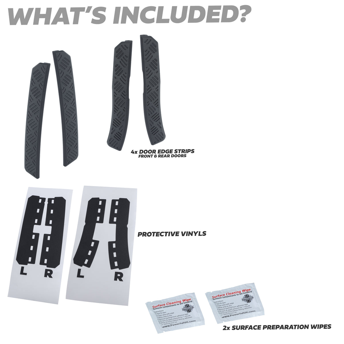 4pc Door Edge Protection Strips for Land Rover Defender L663 110/130 - Chequer Pattern