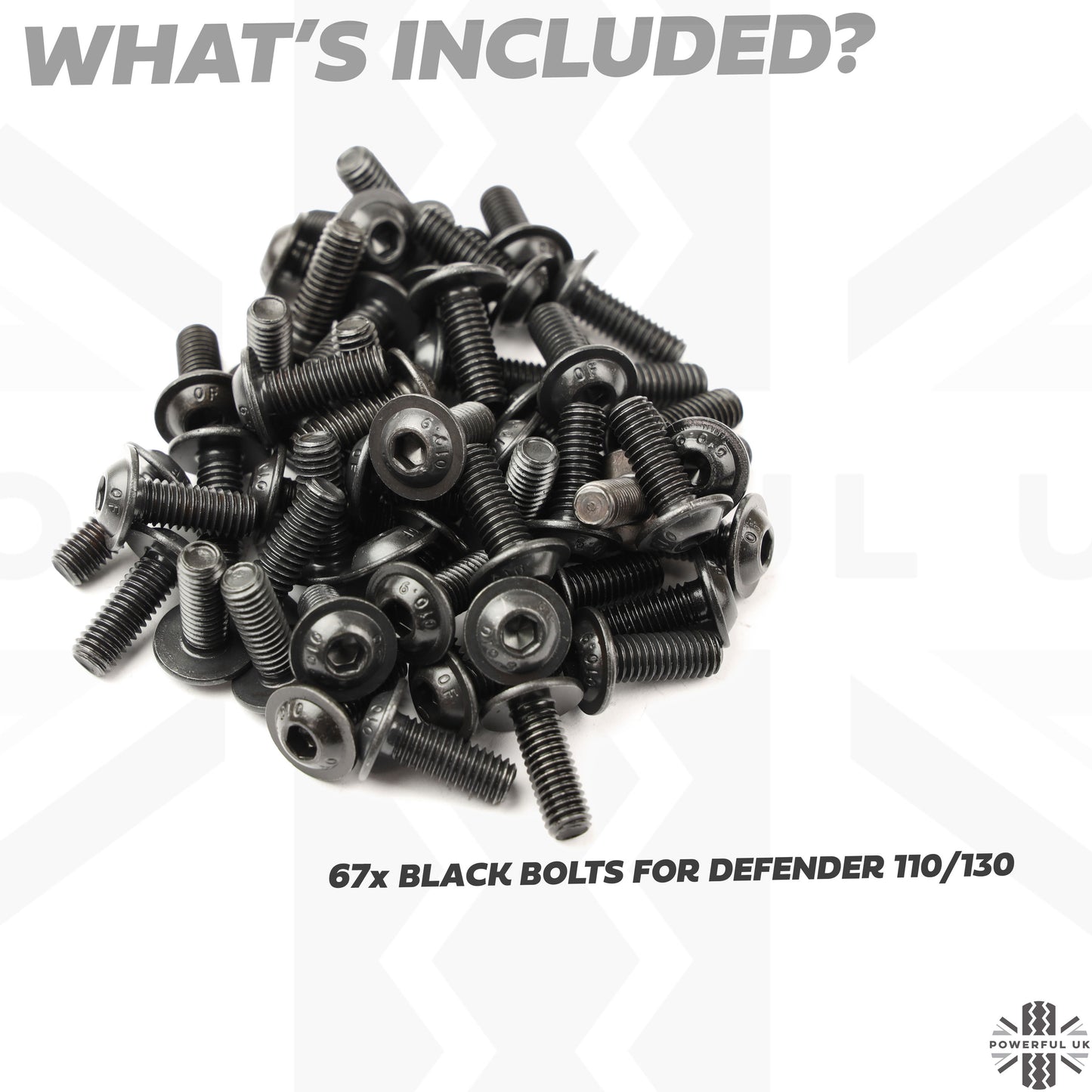 67pc Replacement Door Bolt Kit for Land Rover Defender L663 4 door (110/130) - Black