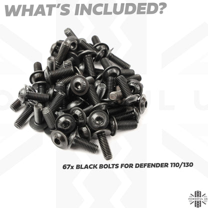 67pc Replacement Door Bolt Kit for Land Rover Defender L663 4 door (110/130) - Black