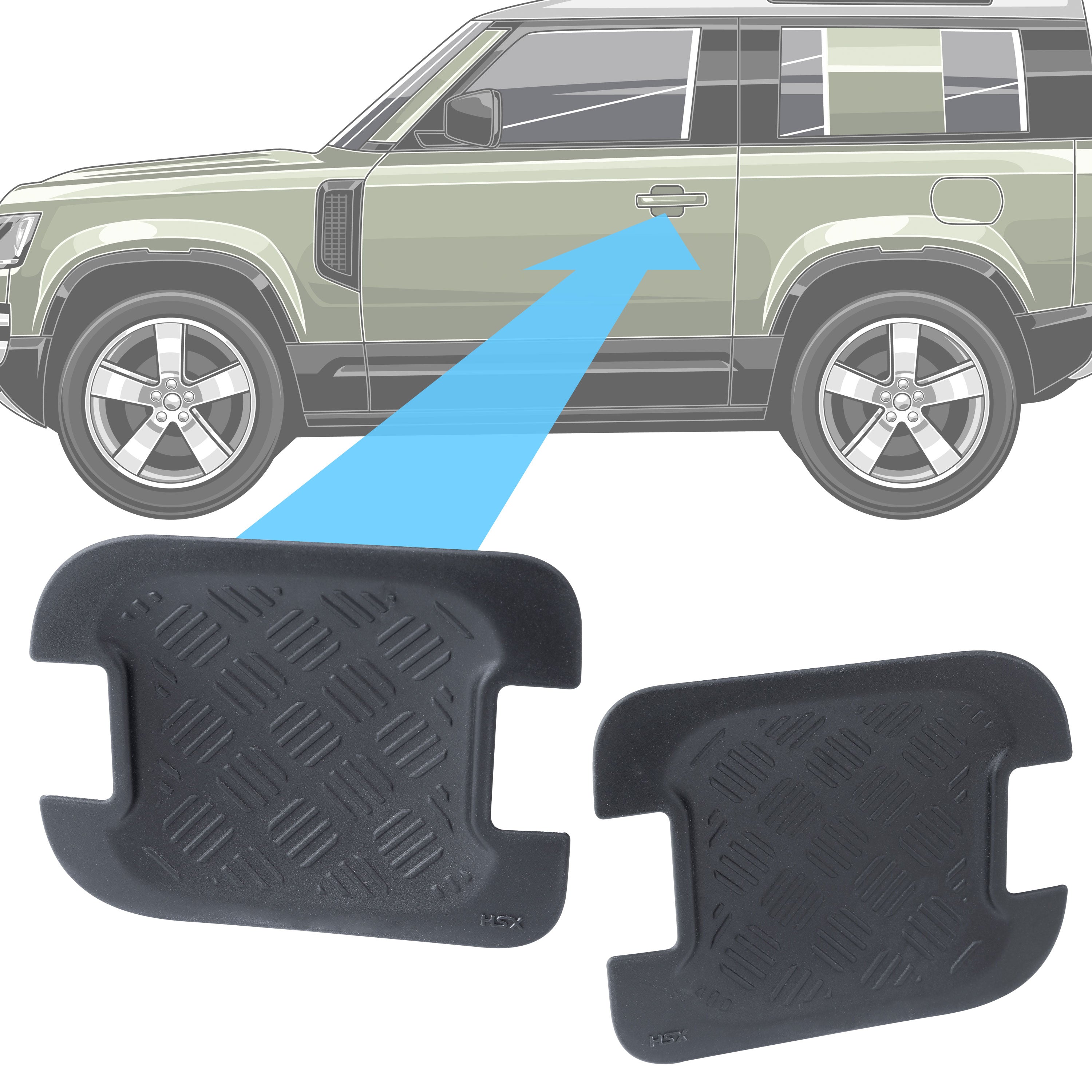 Chequer Plate Door Handle Scuff Plates (2pc) for Land Rover