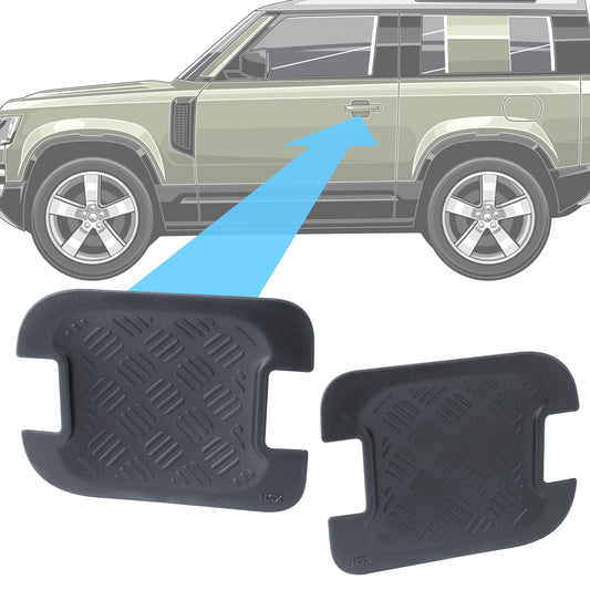 Chequer Plate Door Handle Scuff Plates (2pc) for Land Rover Defender L663 90 (2 door)