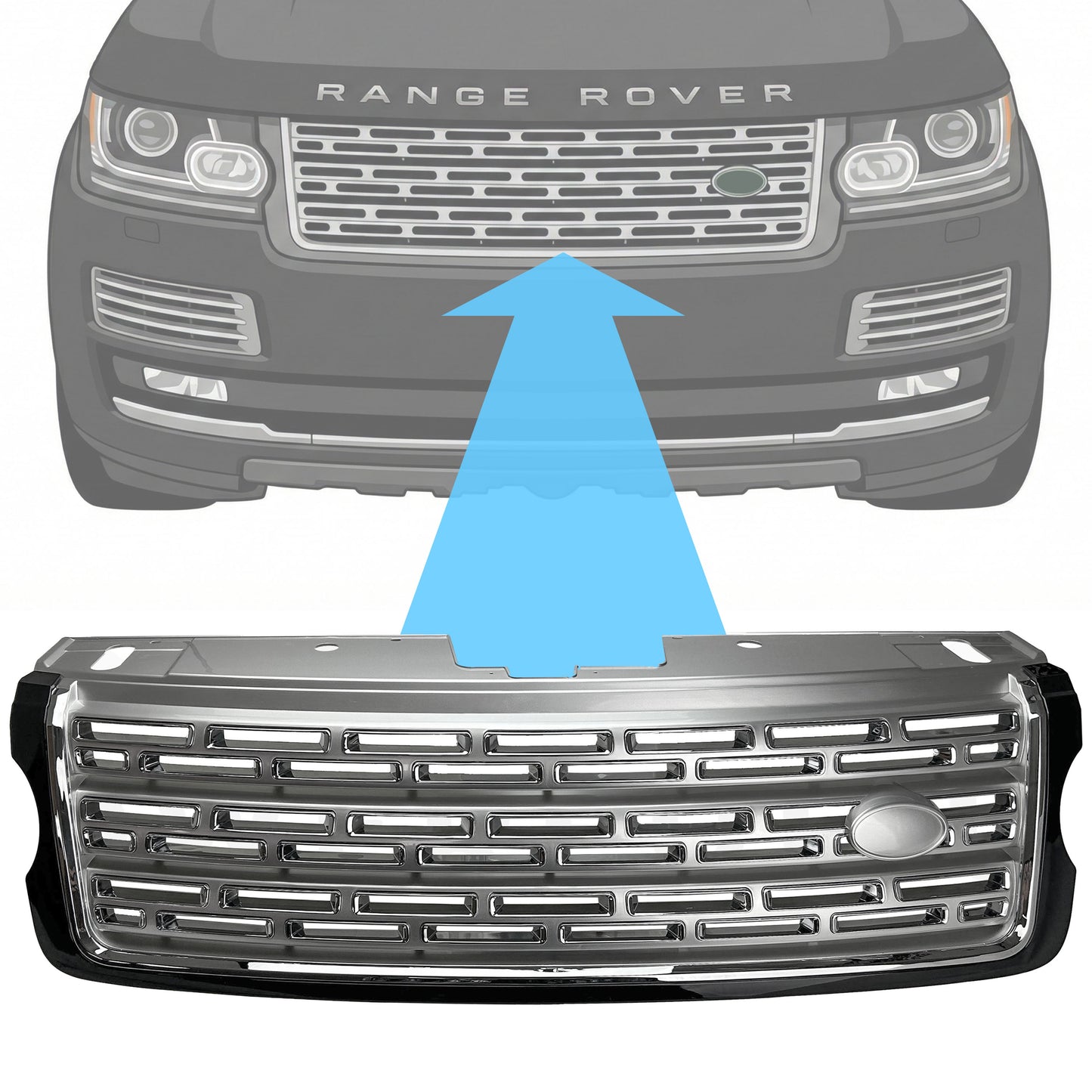 SV Autobiography Style Black/Chrome/Silver Front Grille for Range Rover L405
