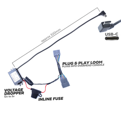 Dash Cam Hardwire Kit For Range Rover Evoque 1 with EARLY overhead console - USB-C