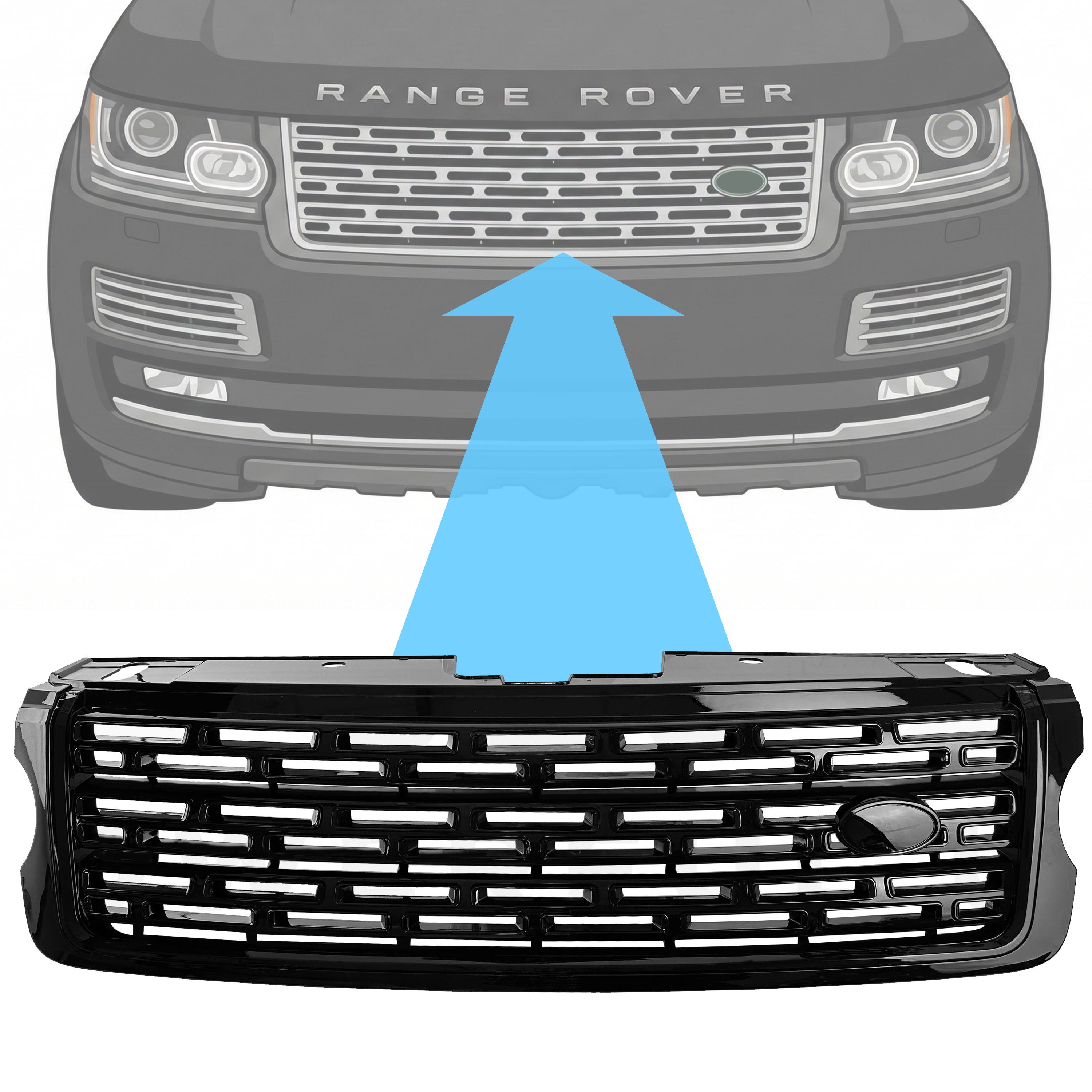 Autobiography SV Style Front Grille in full Black for Range Rover L405 ...
