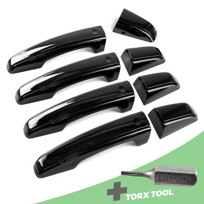 'Autobiography Style' Door Handles Skins in Black for Land Rover Discovery Sport - 8pc with Left Key Release