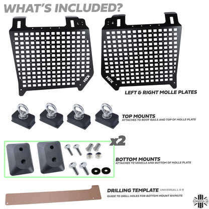Molle Plate Kit - Grid Design - PAIR - for Land Rover Discovery 3/4