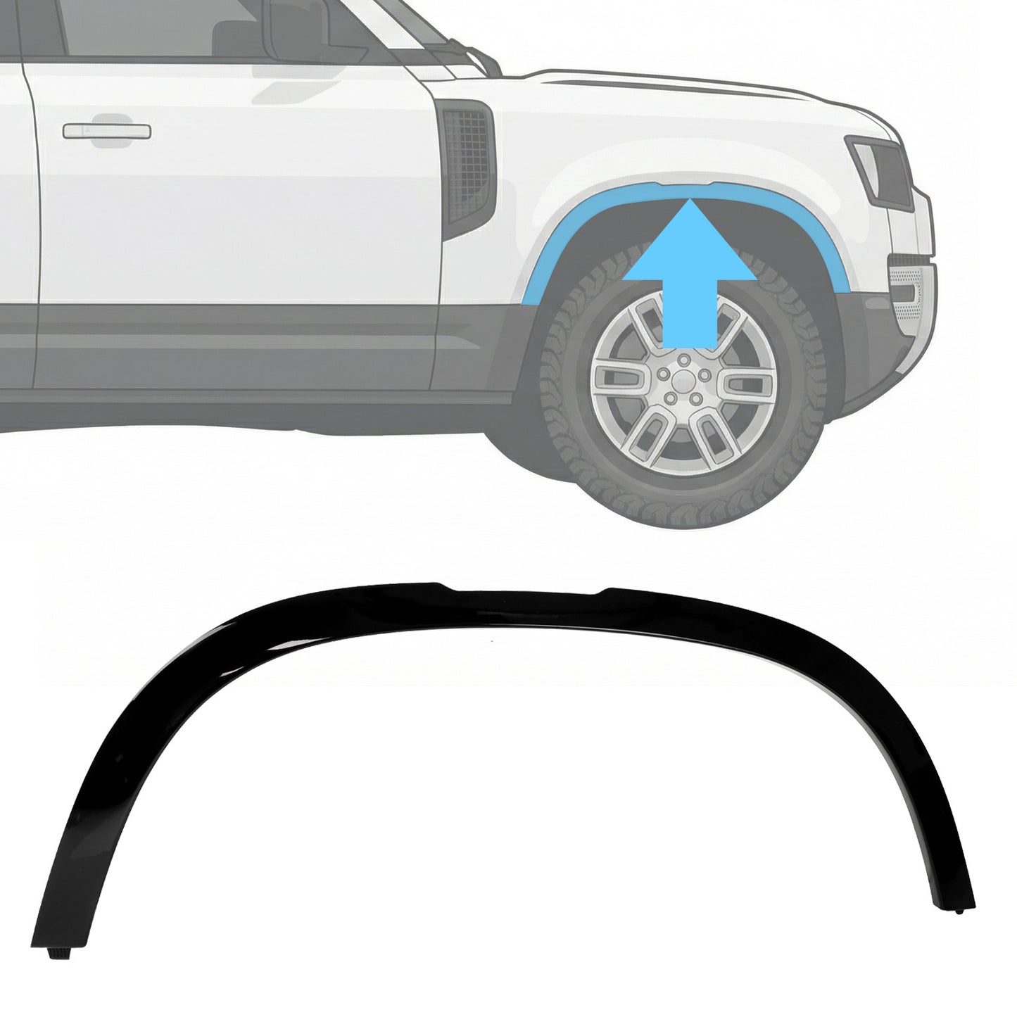 Wheel Arch Section - Standard Width - Front Right (R1) for Land Rover Defender L663 - Gloss Black