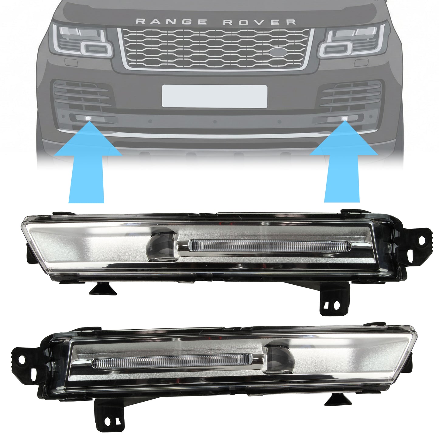 Front LED Fog Light - Silver - Range Rover L405 2018 - PAIR