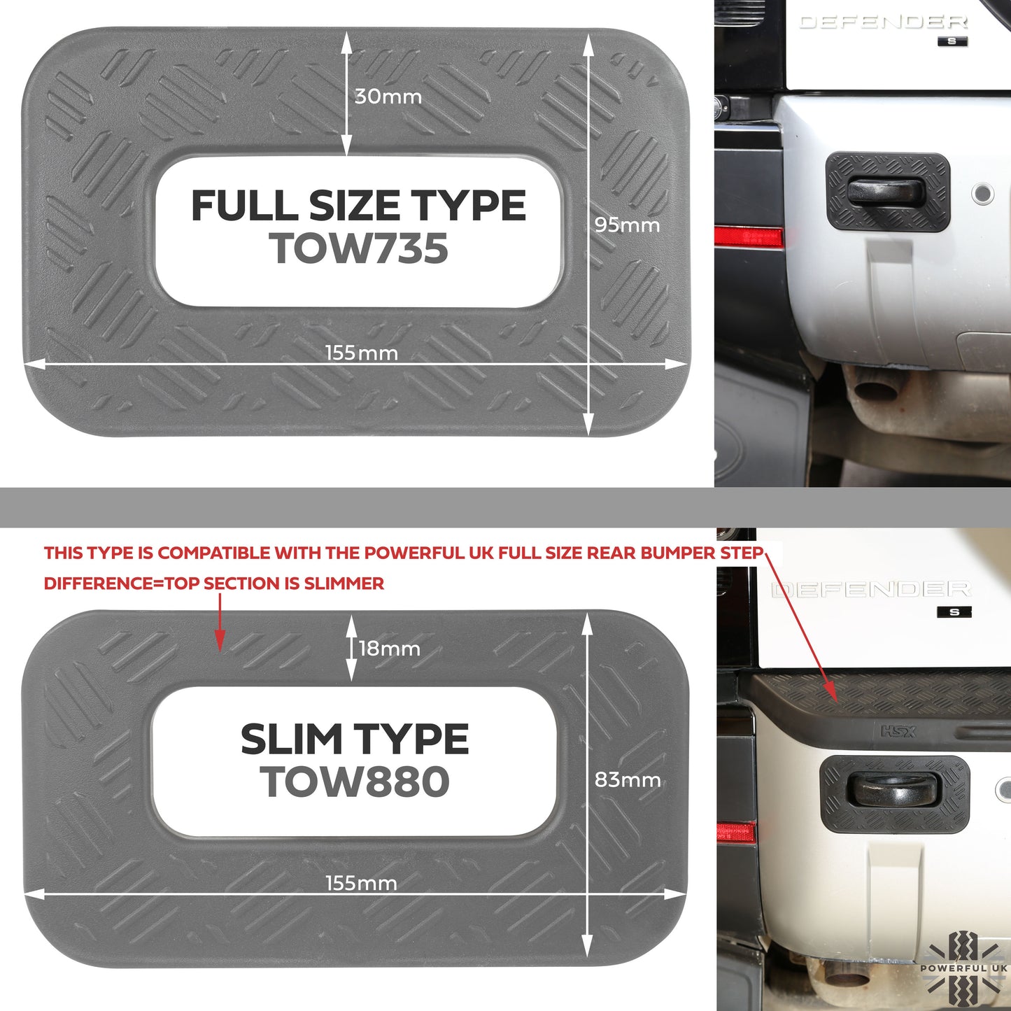 Tow Loop Surrounds Chequer Plate for Land Rover Defender L663 - Slim Type