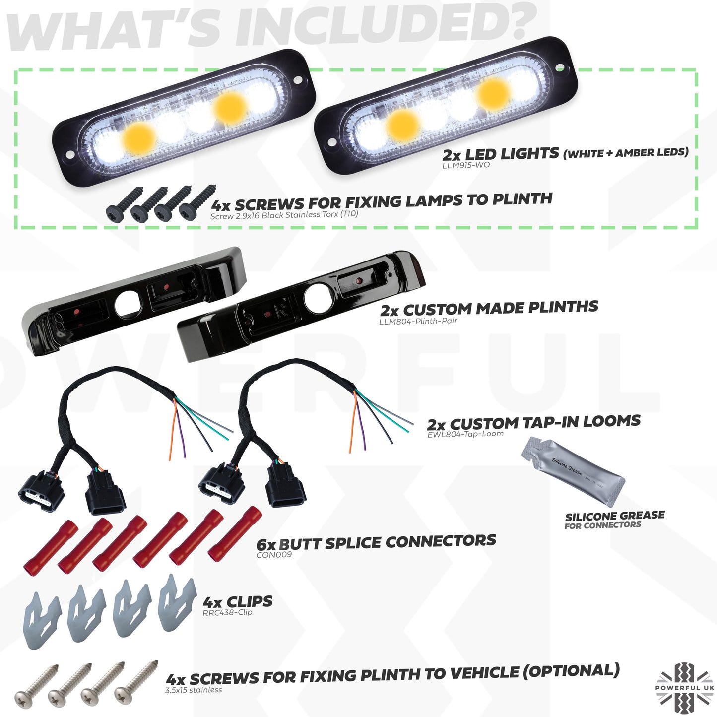 LED rear light upgrade kit for Land Rover Defender L663 - White+Amber