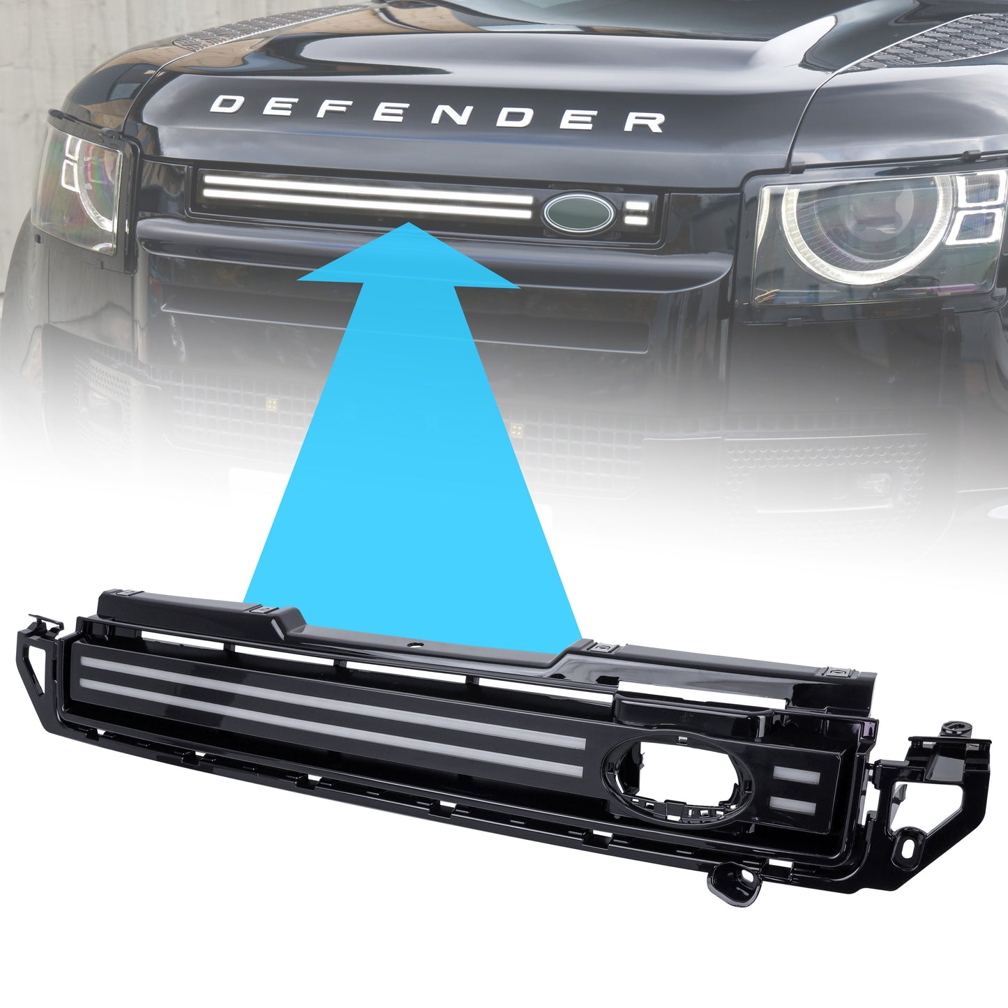 LED Front Grille for Land Rover Defender L663 - Clear LED Strip