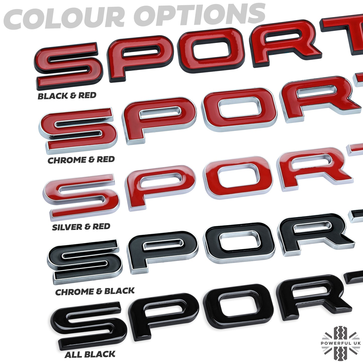 Tailgate SPORT Lettering - Chrome & Red for Land Rover Discovery Sport