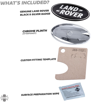 Black & Silver Badge on Chrome Plinth for Range Rover Evoque