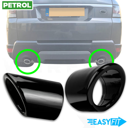 Round Exhaust Tips for Range Rover Sport L494 (2014-17) - Black - PETROL - Pair