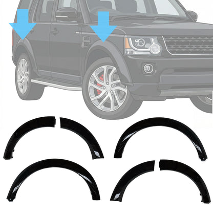 Wheel Arch / Door Plastic Mouldings 6 pc kit - Gloss Black - for Land Rover Discovery 4
