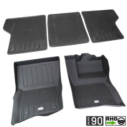Rubber Floor Mat Set - Genuine - for Land Rover Defender L663 (90 models) - RHD