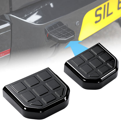 2x Tow Eye Covers for Land Rover Defender L663 - Square Patterned Top - Gloss Black
