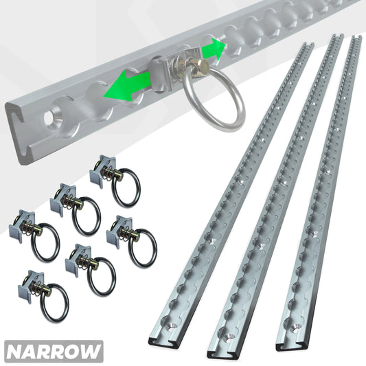 3x Cargo Track/Rails + 6x Tie-down loops - Narrow Type